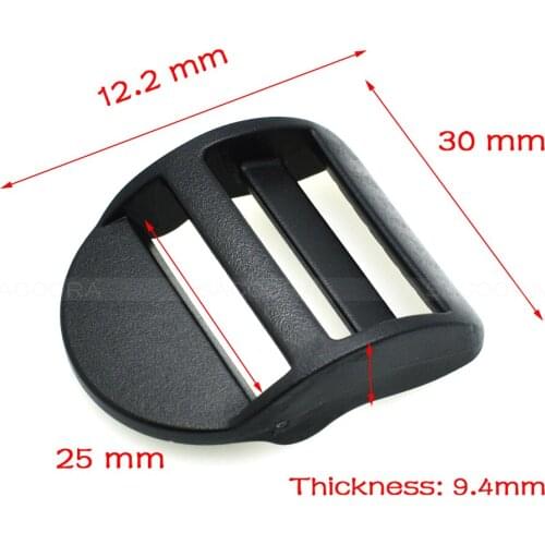 10pcs/pack 1"Black Ladder Lock Slider Plastic Buckles Backpack Straps Webbing 26mm