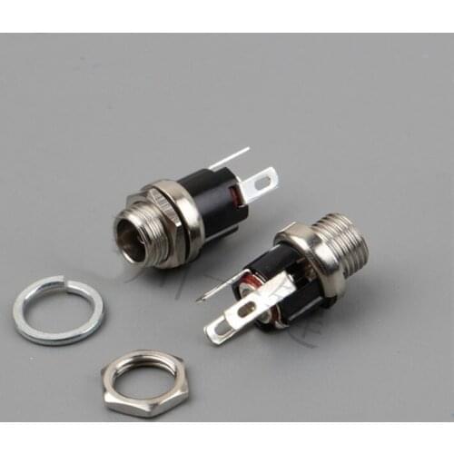 2pcs power socket 5.5-2.5MM power connector screw metal head with nut