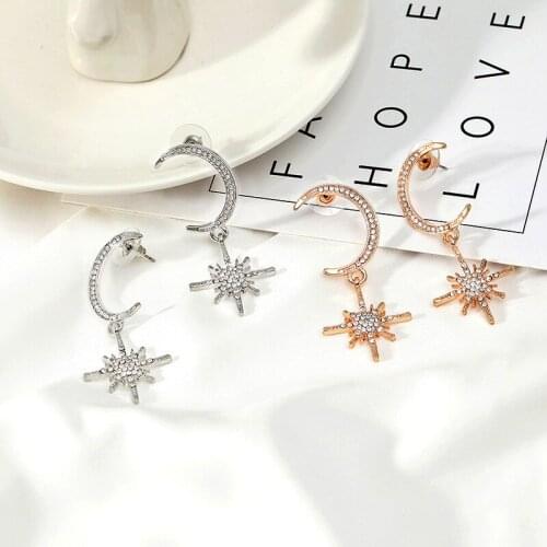 2020 Wholesale Korean Earrings Simple Moon Earrings Star Earrings Female Trendy Personality Cold Wind Earrings