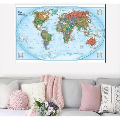 59x88 Inch The World Map With Largest Country Data Posters and Prints Wall Art Pictures on canvas Paintings for Home Decor