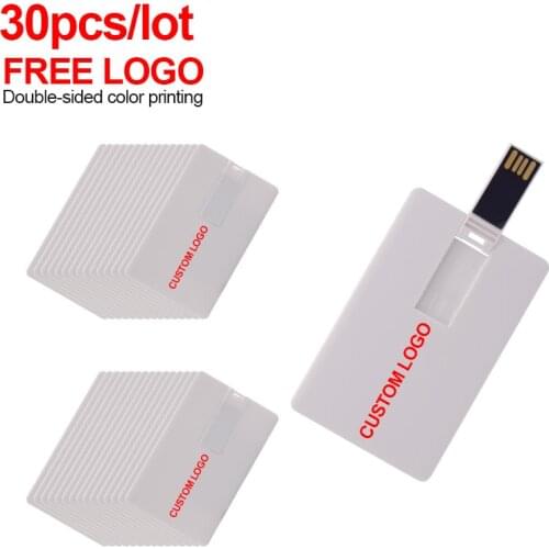 30pcs/lot Wholesale Super Slim Credit Card USB Flash Drive Pendrive 4GB 8GB 16GB 32GB 64GB Memory Stick Usb 2.0 for Special Gift