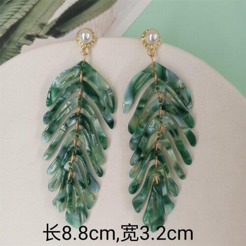 Acrylic Leaf Pearl Big Earring Fashion Sweet Girl Party Earring