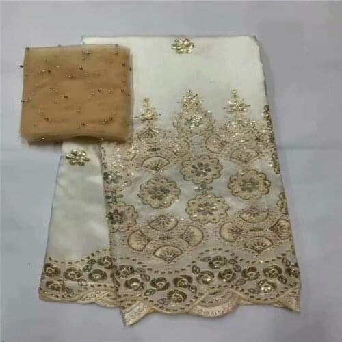 White African fabric George Lace Fabric With Sequins Raw Silk George African Wrapper High Quality 5+2yards/pcs For Dress ZL13-10