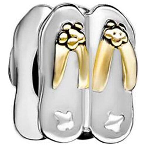 Europe and the United States retro charm bead slippers big hole amulet original brand design DIY Fit Pandora Bracelet Necklace