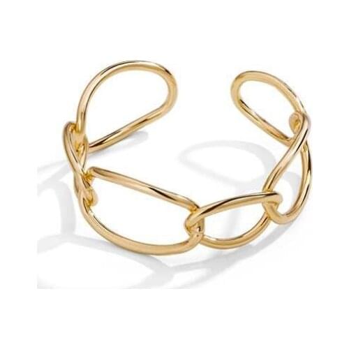 Big Circle Gold Filled Bangle & Bracelets for Women Oval Open Cuff Bangles Female Party Jewelry Accessories
