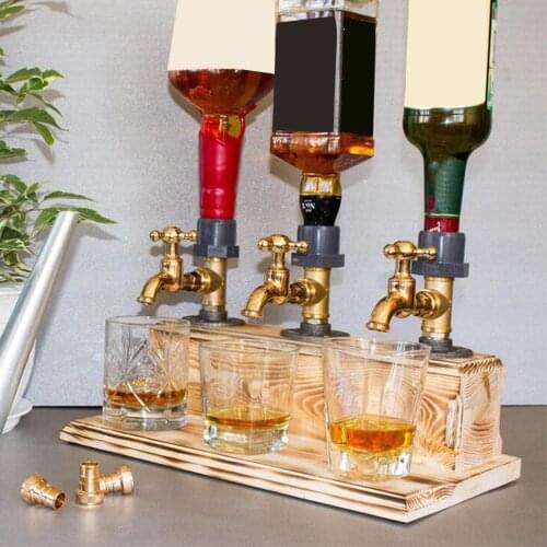 Handcrafted Wooden Whiskey Dispenser with Alloy Air Vent Creative Drinker with Single/Two/Three Tap