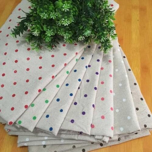 Polka Dot Printed Series Cotton Linen Fabric Textile Material Canvas Fabric Pure Cotton Linen Fabric Cloth For DIY Sewing Crafts