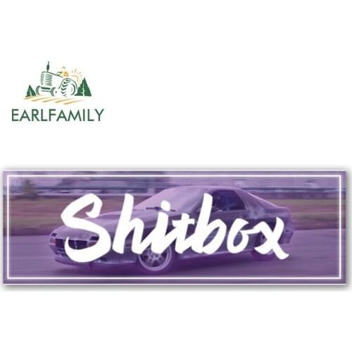 EARLFAMILY 13cm x 4.4cm Shitbox Funny Slap Car Sticker Waterproof Creative Occlusion Scratch JDM RV VAN Decal Vinyl Car Wrap