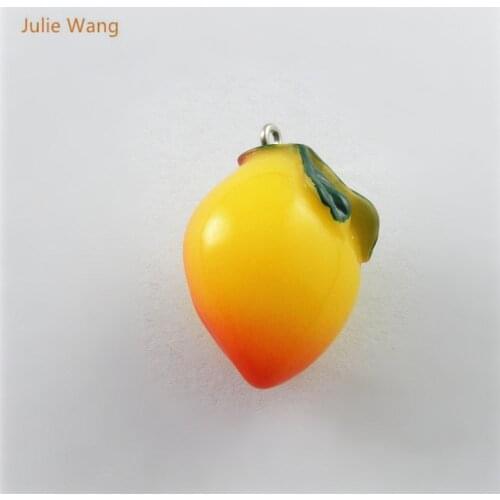 Julie Wang 5PCs Mini Resin Charms Peach Shape Pendants Handmade Hanging Zipper Gift Bracelet Handcrafts Necklace Accessory51567