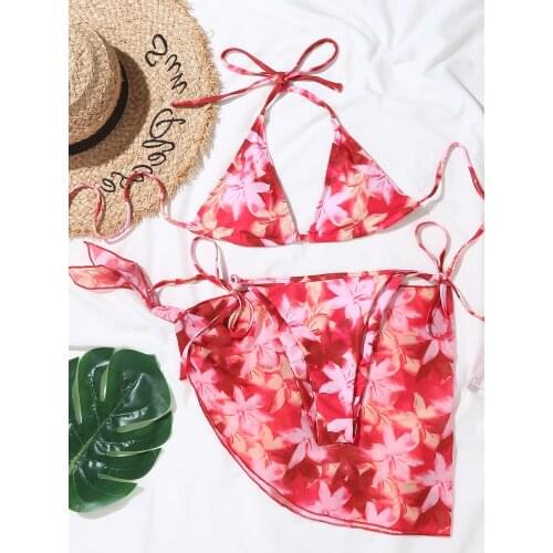 Three-Piece Suit Bikini Triangle Cover Up Dress Swimwear Women Monokini Maillot Femme Maio Biquini Mujer Banador Badpak Dames