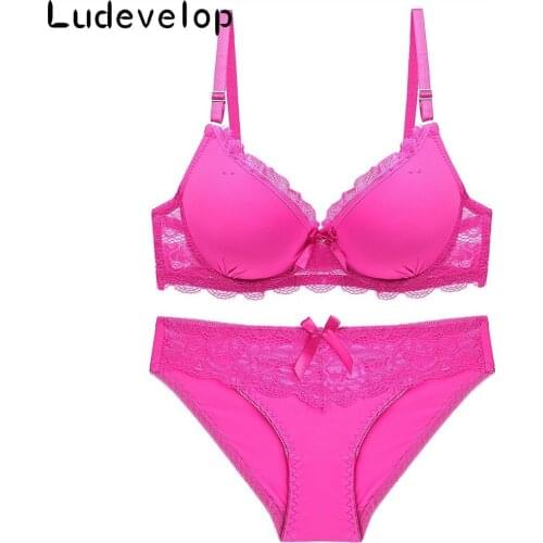 Sexy Lace Women Push Up Bra Sets Solid Wrinkle Bra Brief Sets French Romantic Intimate Underwear Set Bra and Panties Sets