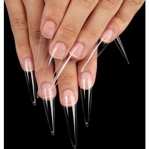 Fashion Fake Nail Tips With Glue Design French Extra Long Pointed Full Cover False Nails DIY Manicure Accessories Nail Art Tools