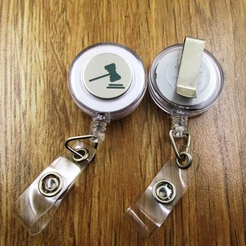 Gavel ID Badge Reel gift for him/her friend family retractable recoil id badge holder work fun
