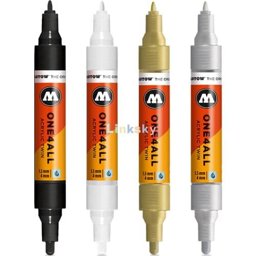 Molotow ONE4ALL Acrylic Twin Pump Marker, 1.5mm and 4mm Nibs,Acrylic-based Hybrid Paint,weather-resistant for Highest Opacity