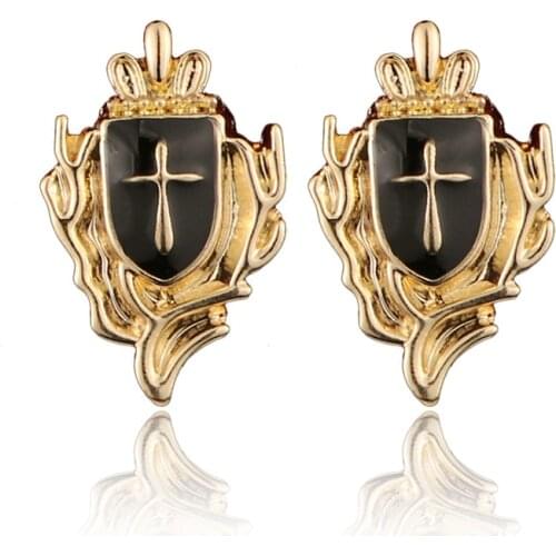 Crown Shield Badge Brooches Pins Cross Medal Suit Shirt Collar Needle Flower Corner Clip Lapel Pin Jewelry Men Gifts Accessories