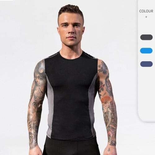 Mens Running Tank Top Printed High Elastic Gym Sports Vest Workout Training Running Fitness Shirt Slim Casual Sleeveless Top