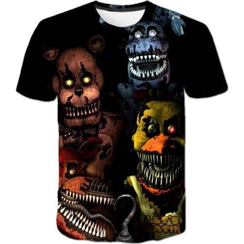 Mens Clothing T-Shirts in Teddy Bear Five Nights 3d Printed T-Shirts Boys Girls Fashion Short-Sleeved T-Shirts Childrens Top