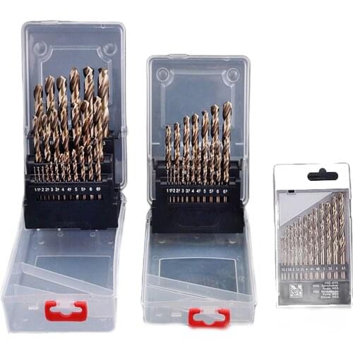 13/19/25Pcs M35 Cobalt-containing Straight Shank Twist Drill Set With Plastic Box High Speed Steel Double Relief Angle Drill Bit