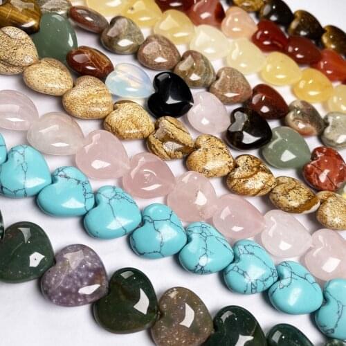Natural Stone Bead Heart-shaped Red Agates Blue Sand Crystal Bead For Charms Jewelry Making Necklace Bracelet for women