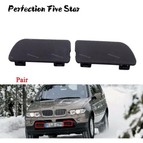 Pair Front Bumper Tow Hook Cover Eye Cap Left & Right Side For BMW X5 E53 2003 2004 2005 2006 51117116672 51117116671