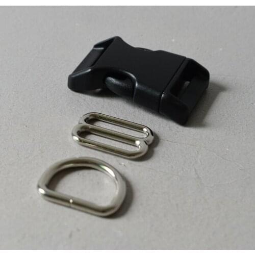 1 set plastic release buckles metal Dring 25mm clip clasp knapsack straps rectangle buckle sliders Diy Dog collar accessories