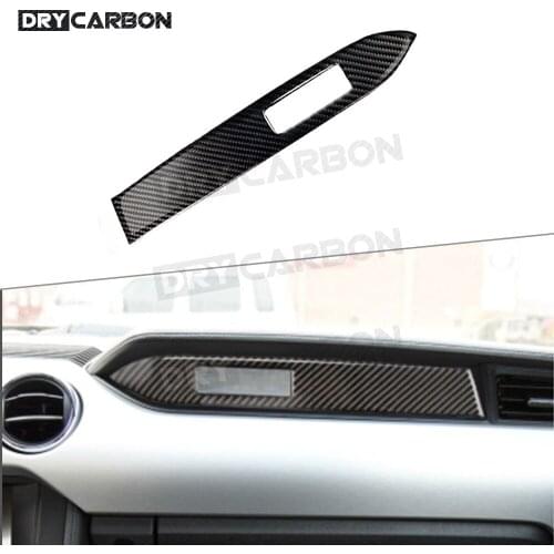 Carbon Fiber Car Dashboard Trim Strip Sticker Cover For Ford Mustang 2015 2016 2017 LHD Car Interior Trims