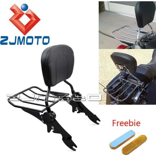 Adjustable Backrest Sissy Bar Luggage Rack Black Steel For Harley Road King Electra/Street/Road Glide Ultra FLH FLHT FLTR 09-17