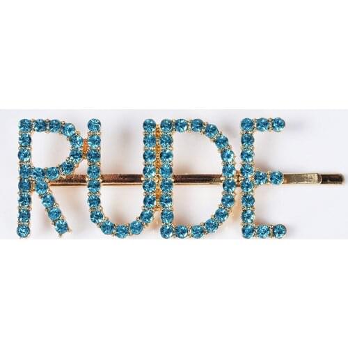 Luxury Crystal Letter RUDE Hairpins Women ZA Jewelry CZ Rhinestone Alphabet Hair Clips Faux Pearl Bridal Hairpin Long Barrettes