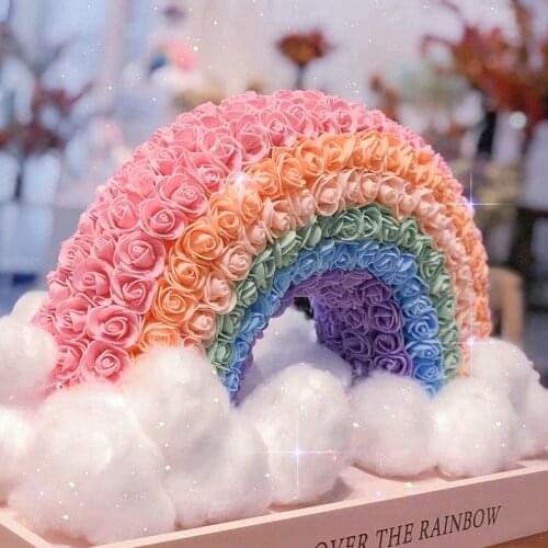 Rose Rainbow Bouquet Gift Box For Girlfriends Valentines Day Romantic Birthday Gifts