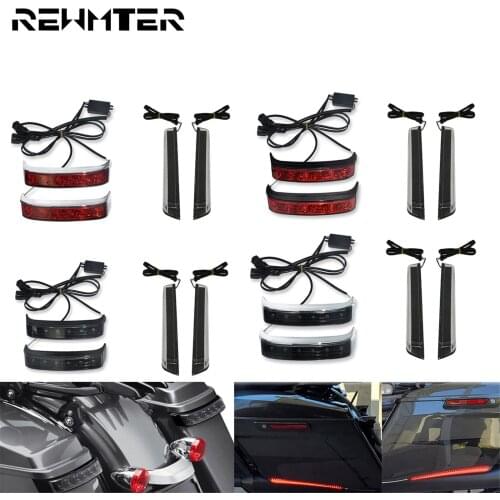 Motorycycle LED Saddlebag Turn Signal Lamp Run Brake Light W/ Smoke Rear Saddlebag Extended Bag Lights For Harley Touring 14-20