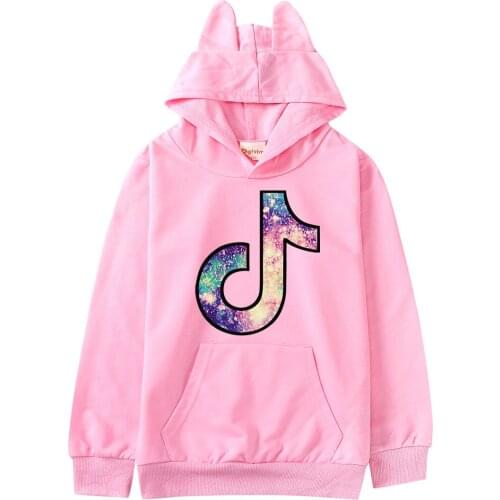 TIK TOK 2-15 years old long-sleeved fashion printed casual sweater sweet trend sweatshirt cap multicolor top