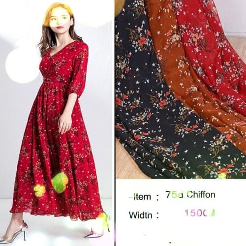 Dress Fabric Print Floral Soft Chiffon ON SALE Silky DIY Sewing Fabric Lovely Breathable Qualified Dress Fabric