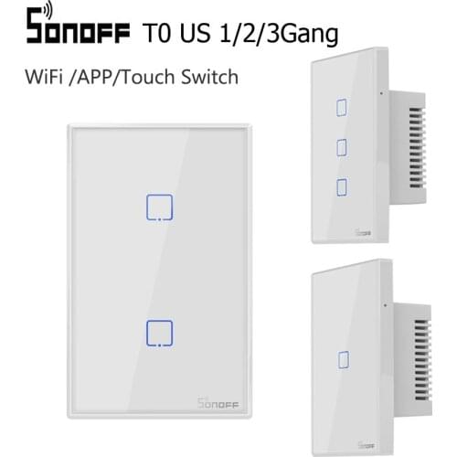 SONOFF T0 TX US 1/2/3 Gang Wifi / APP / Touch Control Switch Smart Wall Light Switch Panel Basic Timer With Alexa Google Home