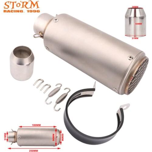 Motorcycle 38MM-51MM Stainless Steel Exhaust Muffler Pipe With Hardware For Honda Husqvarna Kawasaki KTM Suzuki Yamaha