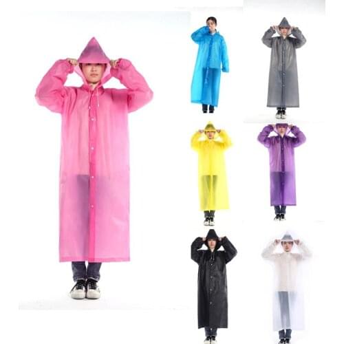 High Quality Raincoats WomeMen Adults Eva-materials Transparent Raincoat For Outdoor Waterpoof Durable Clear Hooded Rainwear