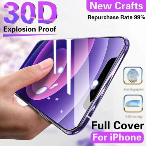 30D Full Cover Protective Glass On For iPhone 12 Pro MAX Screen Protector Tempered On iPhone 11 Pro XS MAX X XR 7 6 8 PLUS Glass