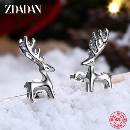ZDADAN 925 Sterling Silver Fawn Stud Earring Women Fashion Wedding Jewelry Party Gift Wholesale