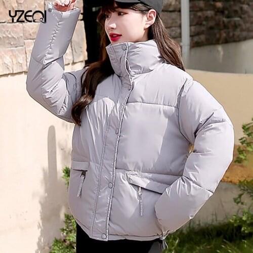 Yzeqi 2021 Winter Women Down Jacket Thick Warm Down Cotton Jacket Loose Short Casual Cotton-padded Jacket Female Bread Down Coat