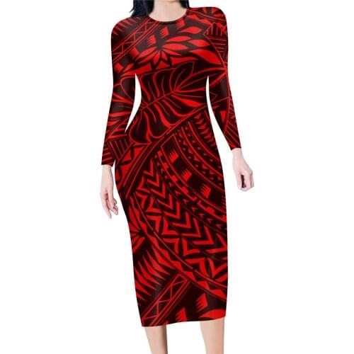 Noisydesigns New Trend Sexy Bodycon Soft Dress For Women Polynesian Tribe Tapa Pattern Print Club Lady Long Tops Pencil Vestidos