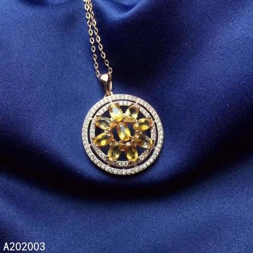 KJJEAXCMY Fine Jewelry 925 Sterling Silver inlaid Citrine Female Pendant Necklace luxury hot selling