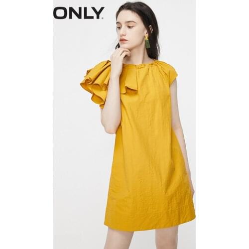 ONLY2020 summer new temperament ruffled French retro straight short dress female | 120107606