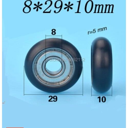 10 PCS Free Shipping 8*29*10mm nylon POM 608ZZ bearing steel Roller wheel plastic coated plastic bearing moving pulley