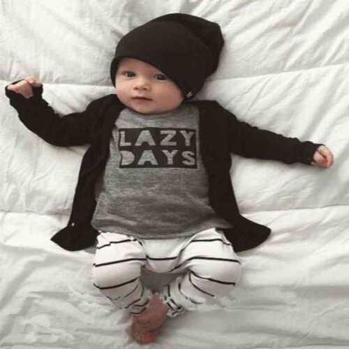 2018 Autumn Baby Boy Clothes Baby Clothing Set Fashion Cotton Long-Sleeved Letter T-Shirt+Pants Newborn Baby Girl Clothing Set