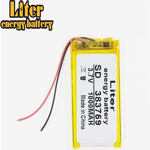 3.7V 1000mAh 383759 Lithium Polymer Li-Po Rechargeable Battery power For Mp3 MP4 MP5 GPS DVD PAD electronic device