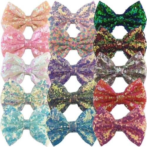 36pc/lot 5" Girls Sequins Bow,Rainbow sequin bow for headband hair clips,Boutique Women Hair Clips Hairpin Kids Hair Accessories