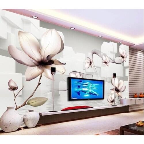 3d wallpaper custom mural non-woven wall stickers Lily transparent 3 d TV setting wall flower murals wallpaper for walls 3 d