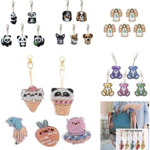 5D Diamond Painting 5pcs DIY Keychain Diamond Bag Pendant Jewelry Mosaic Home Decoration Pattern Handmade Gift Mini Keychain