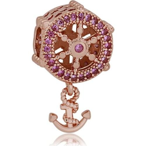 925 sterling silver beads fashion jewelry rose gold anchor charm pendant fit pandora bracelet silver jewelry making for women