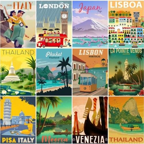 AZQSD Diamond Painting City London Europe Cross Stitch Kits Rhinestones Handmade Diamond Embroidery Landscape Mosaic Home Decor