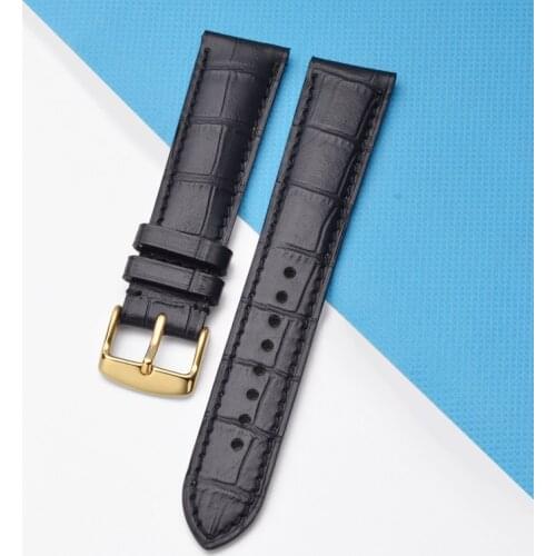 BISONSTRAP Leather Watchband 14mm 18mm 19mm 20mm 21mm 22mm Alligator Embossed Watch Strap Gold Buckle Men Women Bracelet Strap